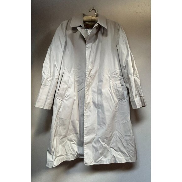 Vintage London Fog Maincoats Trench Coat Faux Fur Liner Mens Size 40 Reg Khaki